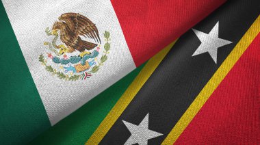 Meksika ve Saint Kitts ve Nevis iki katlanmış bayrakları birlikte