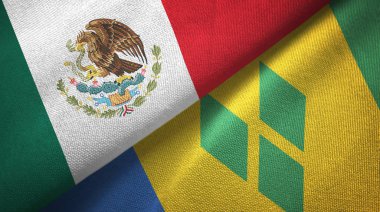 Meksika ve Saint Vincent ve Grenadinler iki katlanmış bayrak birlikte