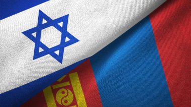 İsrail ve Moğolistan iki katlanmış bayrak birlikte