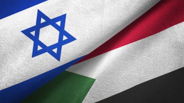 İsrail ve Sudan iki katlanmış bayrak birlikte 