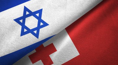 İsrail ve Tonga iki katlanmış bayrak birlikte