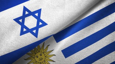 İsrail ve Uruguay iki katlanmış bayrak birlikte
