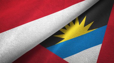 Endonezya ve Antigua ve Barbuda iki katlanmış bayrak birlikte 