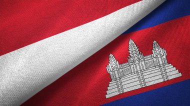 Endonezya ve Kamboçya iki katlanmış bayrak birlikte 