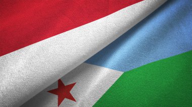 Endonezya ve Cibuti iki katlanmış bayrak birlikte