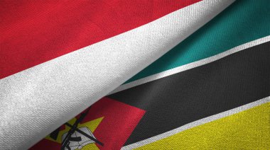 Endonezya ve Mozambik iki katlanmış bayrak birlikte