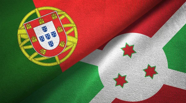 Portogallo Burundi Due Bandiere Piegate Insieme — Foto Stock