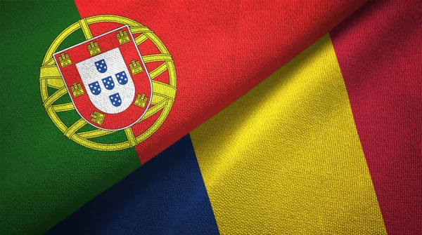 Portugal Und Chad Zwei Gefaltete Flaggen Zusammen — Stockfoto
