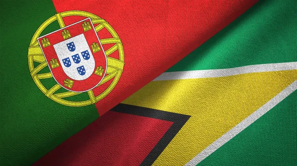 Portugal Und Guyana Zwei Zusammengefaltete Flaggen — Stockfoto