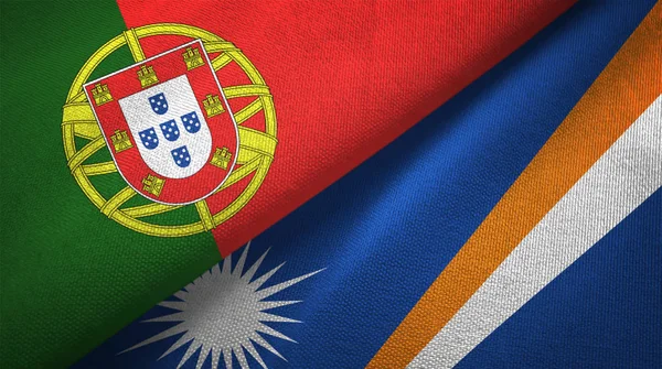 Portugiesische Und Marshalische Inseln Zwei Zusammengefaltete Flaggen — Stockfoto