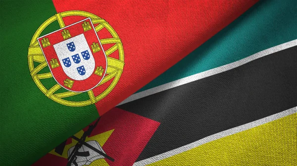 Portugal Und Mosambik Zwei Zusammengefaltete Flaggen — Stockfoto