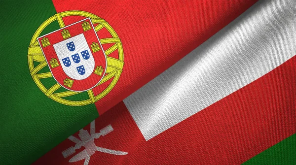 Portogallo Oman Due Bandiere Piegate Insieme — Foto Stock