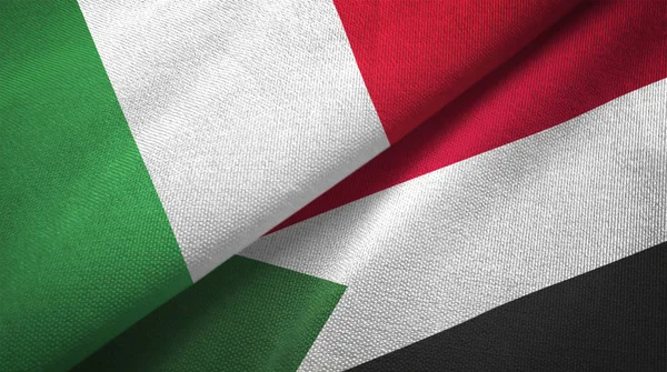 Italy Sudan Two Folded Flags Together — Stock Photo, Image