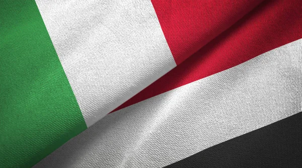 Italy Yemen Two Folded Flags Together — Stock Photo, Image