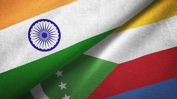 India Comoros Two Folded Flags Together — Stock Photo, Image