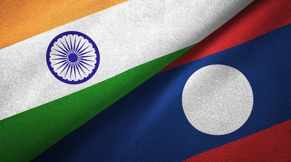 India Laos Two Folded Flags Together — Stock Photo, Image