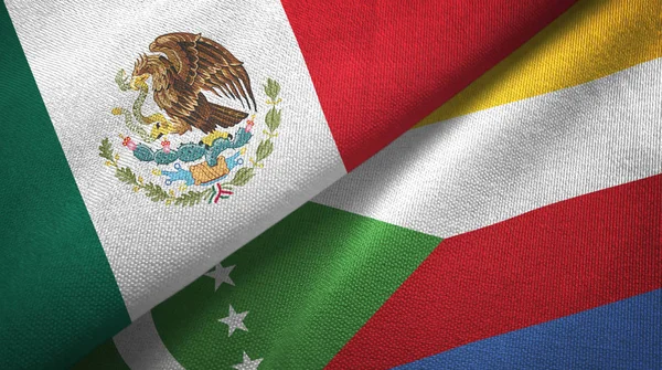 México Comoras Doblaron Dos Banderas Juntas — Foto de Stock