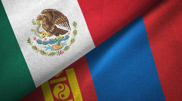México Mongolia Dos Banderas Plegadas Juntas — Foto de Stock