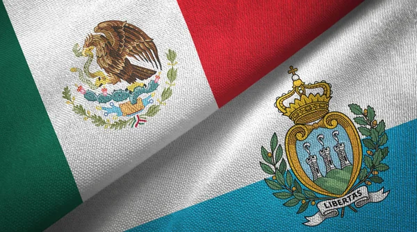 México San Marino Dos Banderas Plegadas Juntas — Foto de Stock