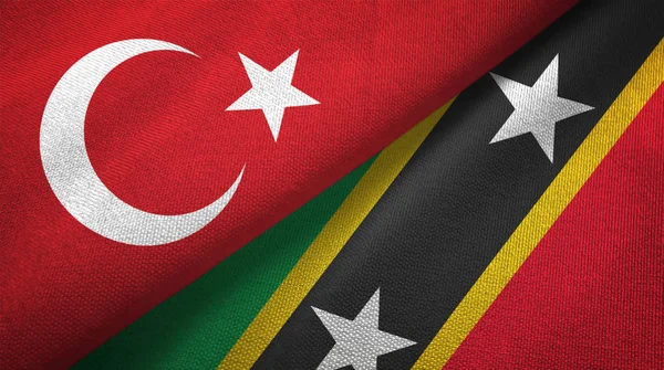 Turquia São Cristóvão Nevis Duas Bandeiras Dobradas Juntas — Fotografia de Stock