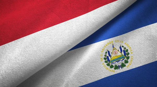 Индонезия Сальвадор Два Сложенных Флага Вместе — стоковое фото