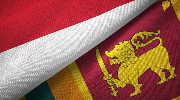 Indonésia Sri Lanka Duas Bandeiras Dobradas Juntas — Fotografia de Stock