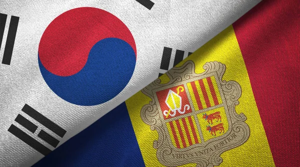 Jižní Korea Andorra Dvě Složené Vlajky Dohromady — Stock fotografie