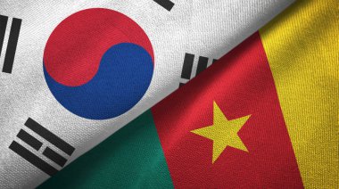 Güney Kore ve Kamerun bayrakları bir arada. 