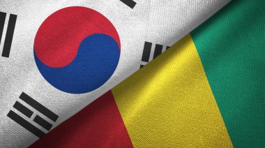 Güney Kore ve Gine bayrakları bir arada.