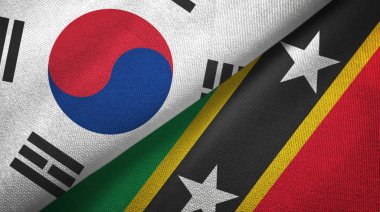 Güney Kore, Saint Kitts ve Nevis bayrakları bir arada.