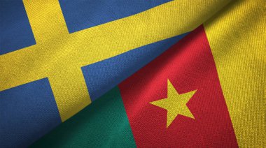 İsveç ve Kamerun iki katlanmış bayrak birlikte 