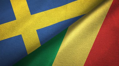 İsveç ve Kongo iki katlanmış bayrak birlikte 