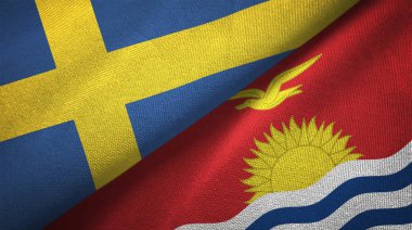 İsveç ve Kiribati iki katlanmış bayrak birlikte