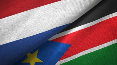 Hollanda ve Güney Sudan iki katlanmış bayrakları birlikte
