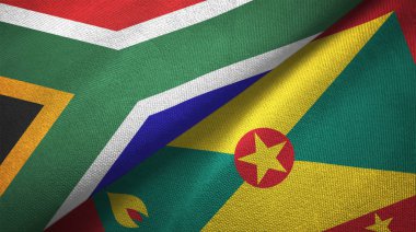 Güney Afrika ve iki katlanmış Grenada bayrakları birlikte