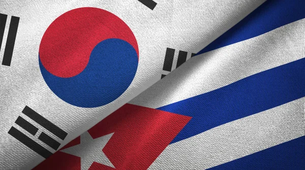 Jižní Korea Kuba Dvě Složené Vlajky Dohromady — Stock fotografie