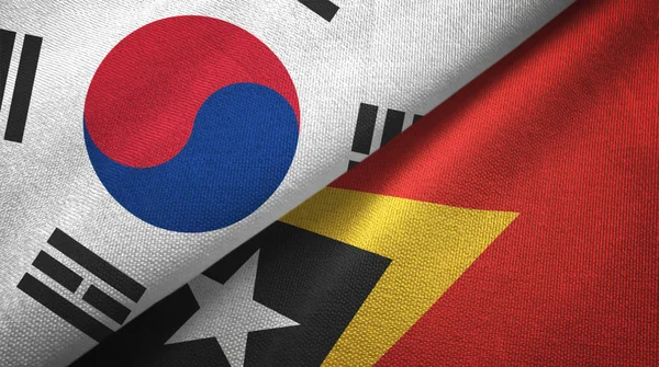 South Korea Timor Leste East Timor Two Folded Flags Together — Stock Photo, Image