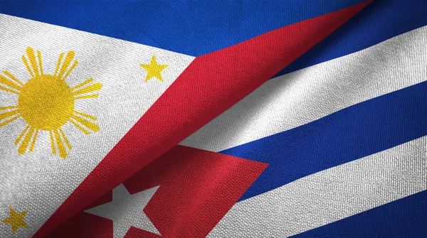 Phillippines Cuba Twee Gevouwen Vlaggen Samen — Stockfoto