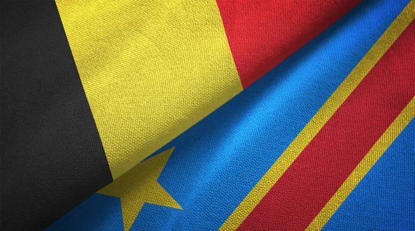 België Congo Kinshasa Twee Gevouwen Vlaggen Samen — Stockfoto