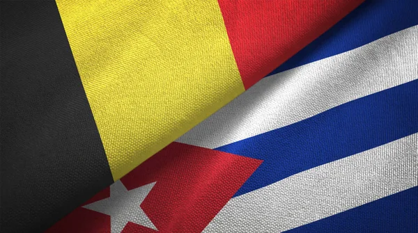 België Cuba Twee Gevouwen Vlaggen Samen — Stockfoto