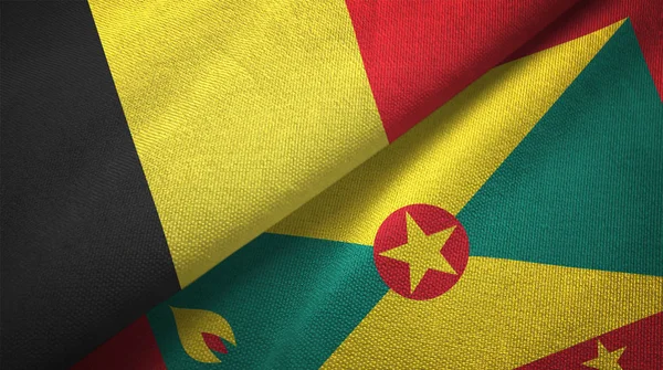 Belgien Och Grenada Två Vikta Flaggor Tillsammans — Stockfoto