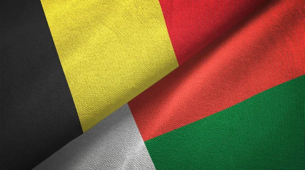 Belgio Madagascar Due Bandiere Piegate Insieme — Foto Stock