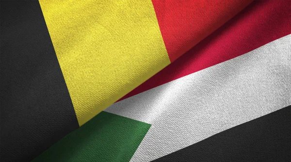 Belgio Sudan Due Bandiere Piegate Insieme — Foto Stock