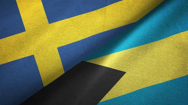 Sveç Bahamalar Iki Katlanmış Bayrak Birlikte — Stok fotoğraf