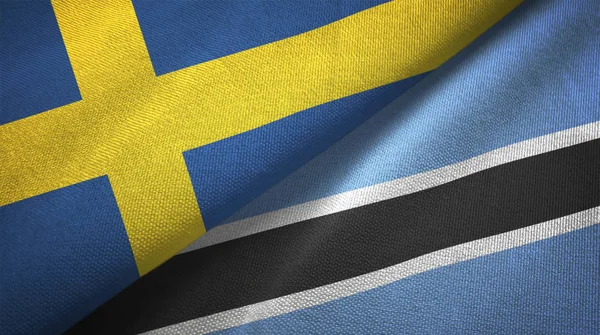 Suecia Botswana Doblaron Dos Banderas Juntas —  Fotos de Stock
