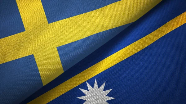 Suecia Nauru Doblaron Dos Banderas Juntas —  Fotos de Stock