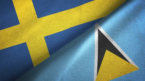 Suecia Santa Lucía Dos Banderas Plegadas Juntas —  Fotos de Stock