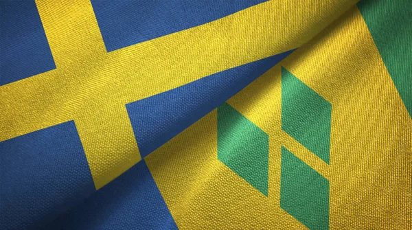 Suecia San Vicente Las Granadinas Dos Banderas Plegadas Juntas —  Fotos de Stock
