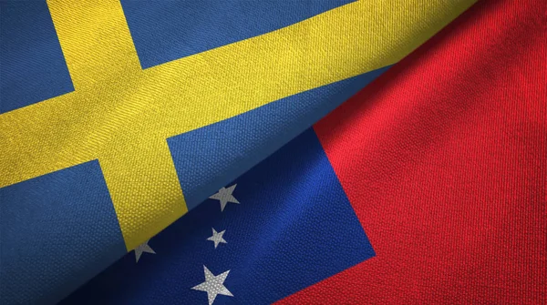 Suécia Samoa Duas Bandeiras Dobradas Juntas — Fotografia de Stock