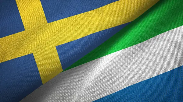 Suecia Sierra Leona Dos Banderas Plegadas Juntas —  Fotos de Stock